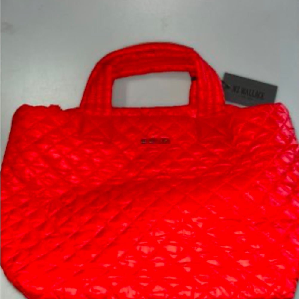 MZ Wallace NWT SMALL METRO TOTE PAPAYA QUILTED OXFORD for Spring Summer!